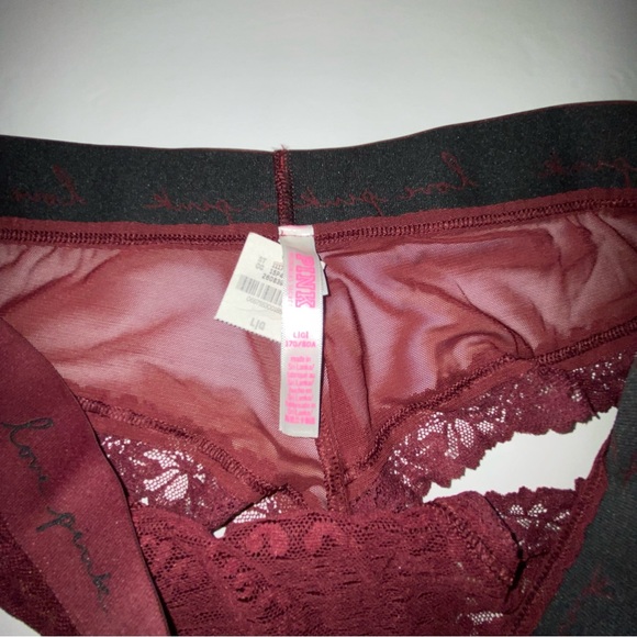 2Pc Pink Victoria’s Red and Gray Lace and Cotton Panties - Picture 6 of 12